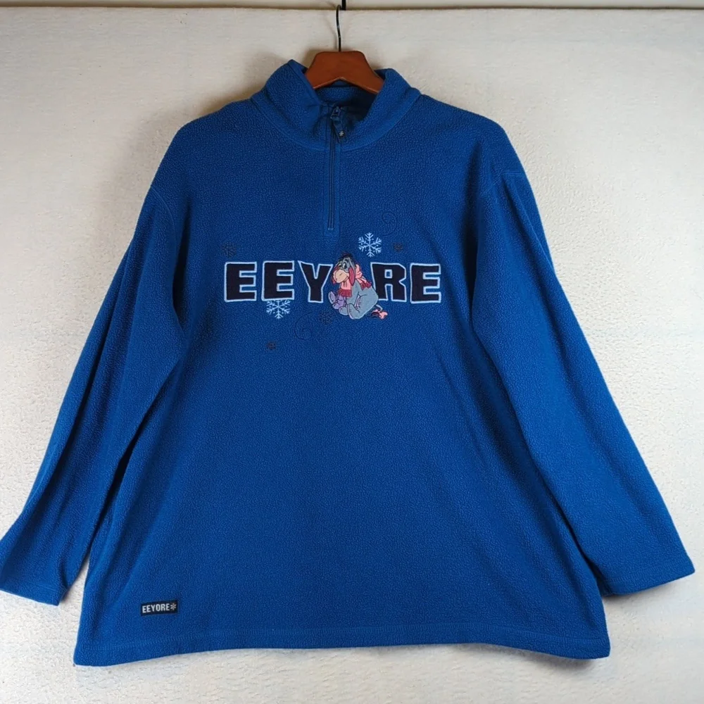 Disney‎ Plus Eeyore Winnie the Pooh Cobalt Blue Fleece Pullover Sweater Size 1X